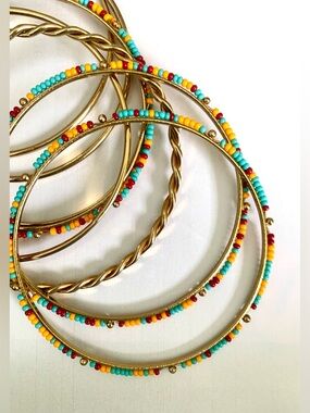 Set of 8 Vibrant Bangle Bracelets Bohemian Large